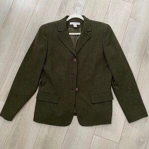 JOSEPHINE CHAUS Dark Olive Green Wool Blend Blazer Jacket